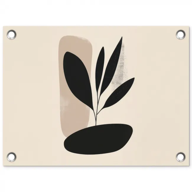 Plant - Beige - Japandi tuinposter los doek klein -3d
