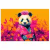 Kimono - Roze - Panda - Bloemenkroon poster papier klein -3d