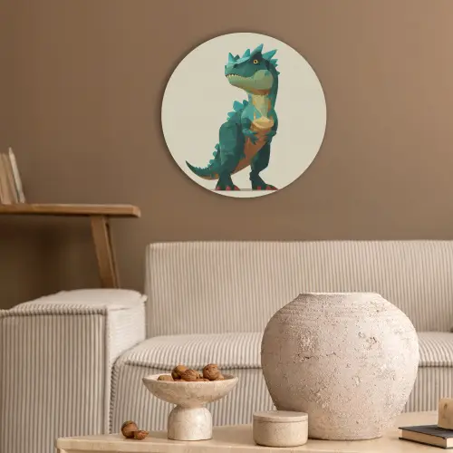 Stekels - Dino - Blauw - Gespierd Akoestische PET Vilt - Rond klein -sfeer1