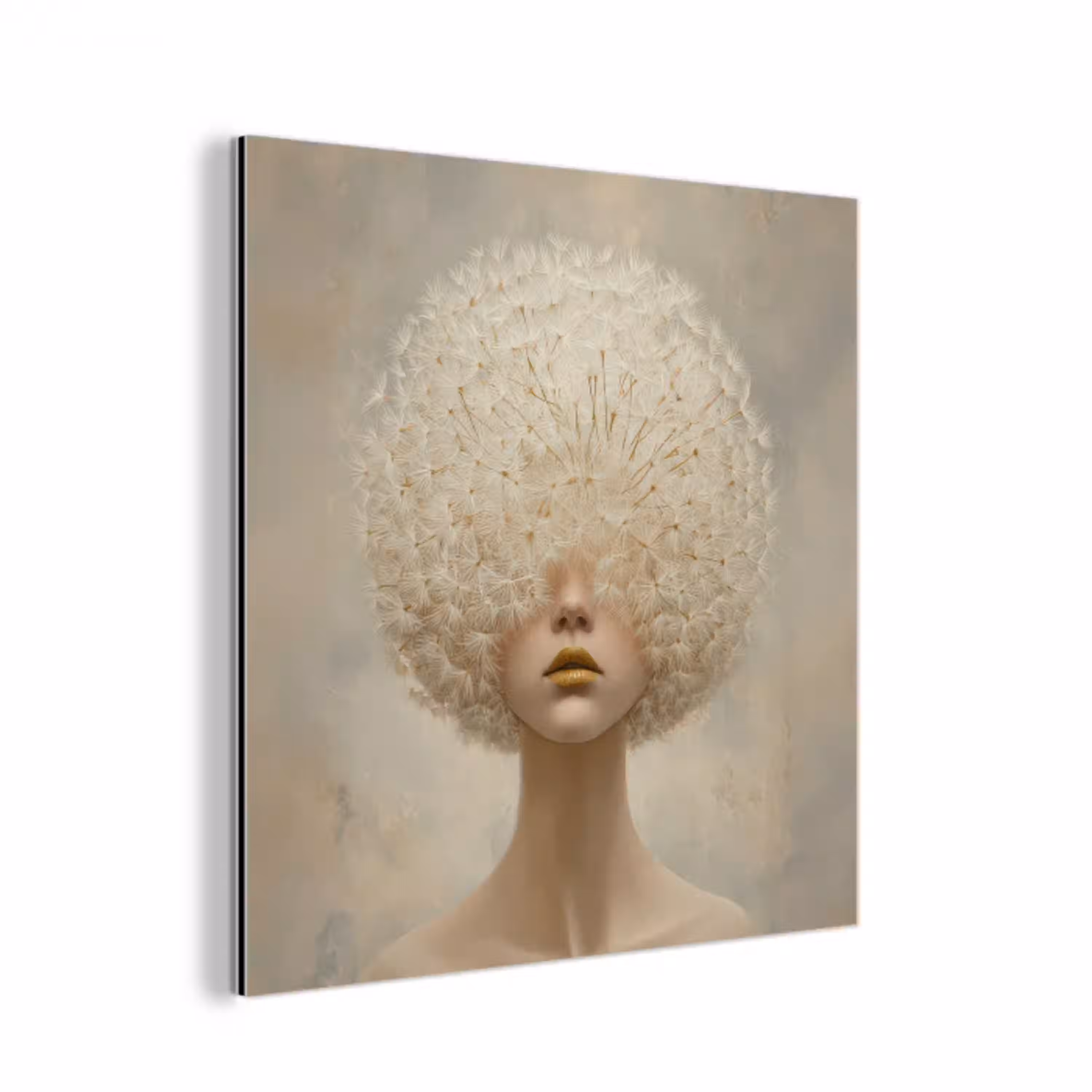 Dromerig - Beige - Paardenbloemzaadjes aluminium wit klein -3d