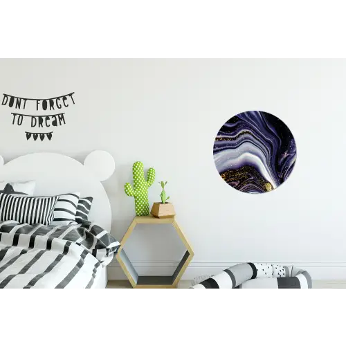 Marmer - Paars - Luxe - Marmerlook - Glitter Wandcirkel aluminium klein -kinderkamer