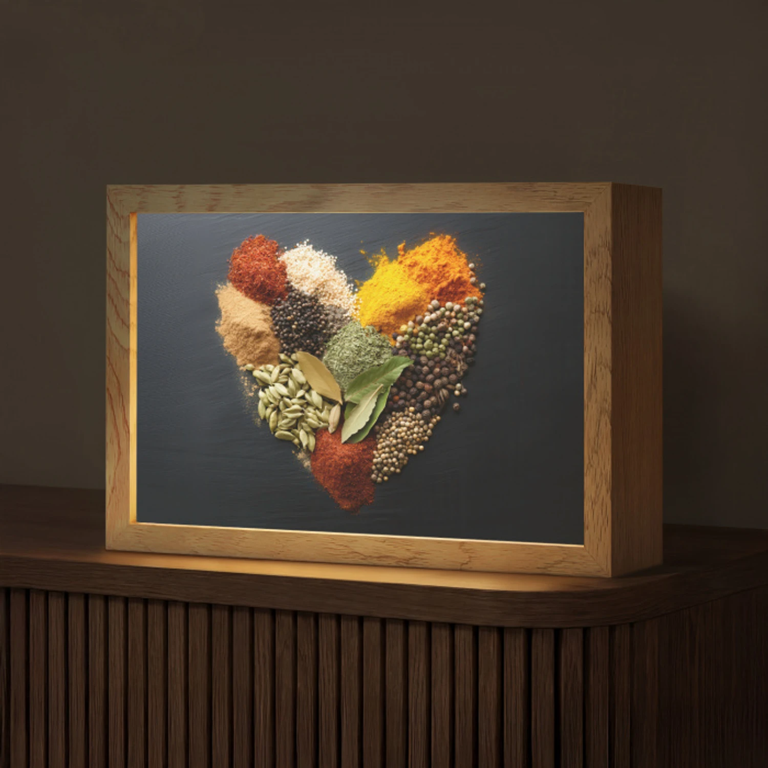 Specerijen - Mix - Hartvorm - Zwart Light Box met kabel (Tafellamp) klein -z3d_website