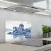 Schots - Kasteel - Blauw - Aquarel keuken achterwand spatscherm klein -3d_schuin