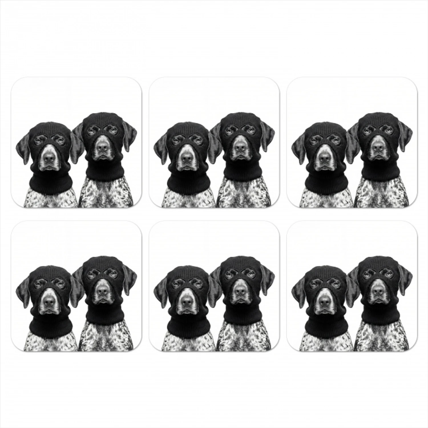 Honden - Bivakmuts - Zwart - wit onderzetter kurk middel -3d