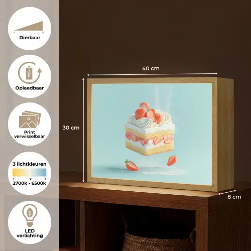 Slagroom - Taart - Blauw - Eten Light Box met batterij (Wandlamp) middel -USP_websiteoverzichtNL
