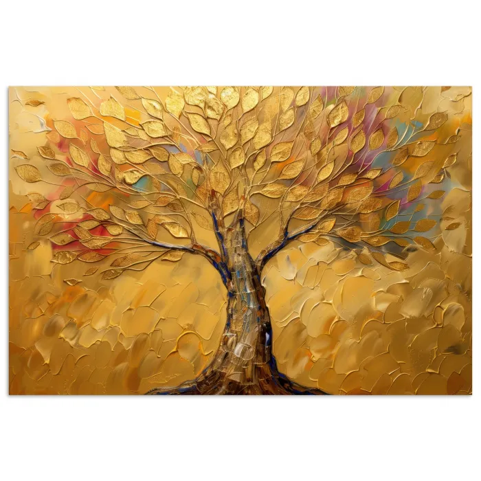 Goud - Boom - Abstract - Modern poster papier klein -3d