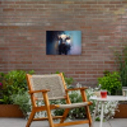 Stier - Zwart - Abstract - Horens Tuinposter op houten frame 2 cm dik klein -sfeer3