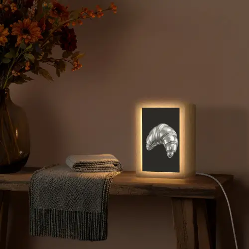 Croissant - Metaal - Zilver Light Box met kabel (Tafellamp) klein -sfeer4