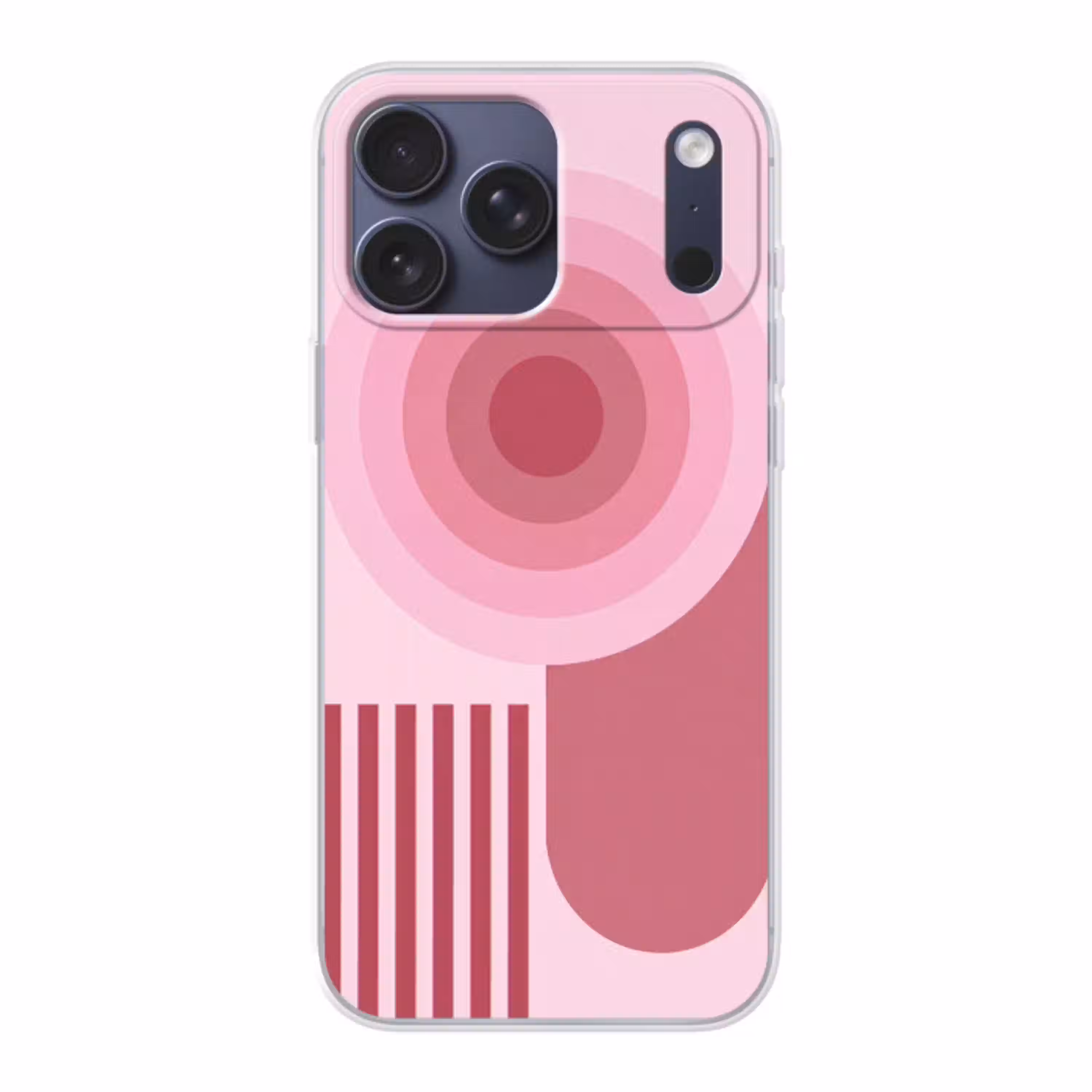 Abstract - Cirkels - Strepen - Modern - Roze Telefoonhoesje iPhone 17 Pro Max klein -3d