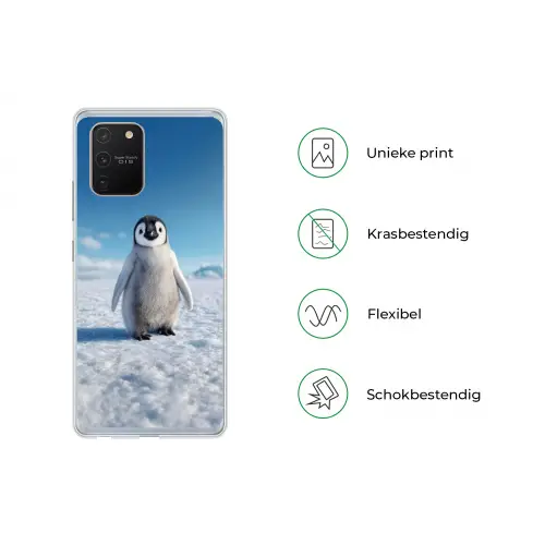 Pinguïn - Sneeuw - Landschap - Wit Telefoonhoesje Samsung Galaxy S10 Lite klein -specsS10Lite