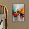 Moderne kunst - Oranje - Grijs - Abstract canvas 2cm klein -sfeer3