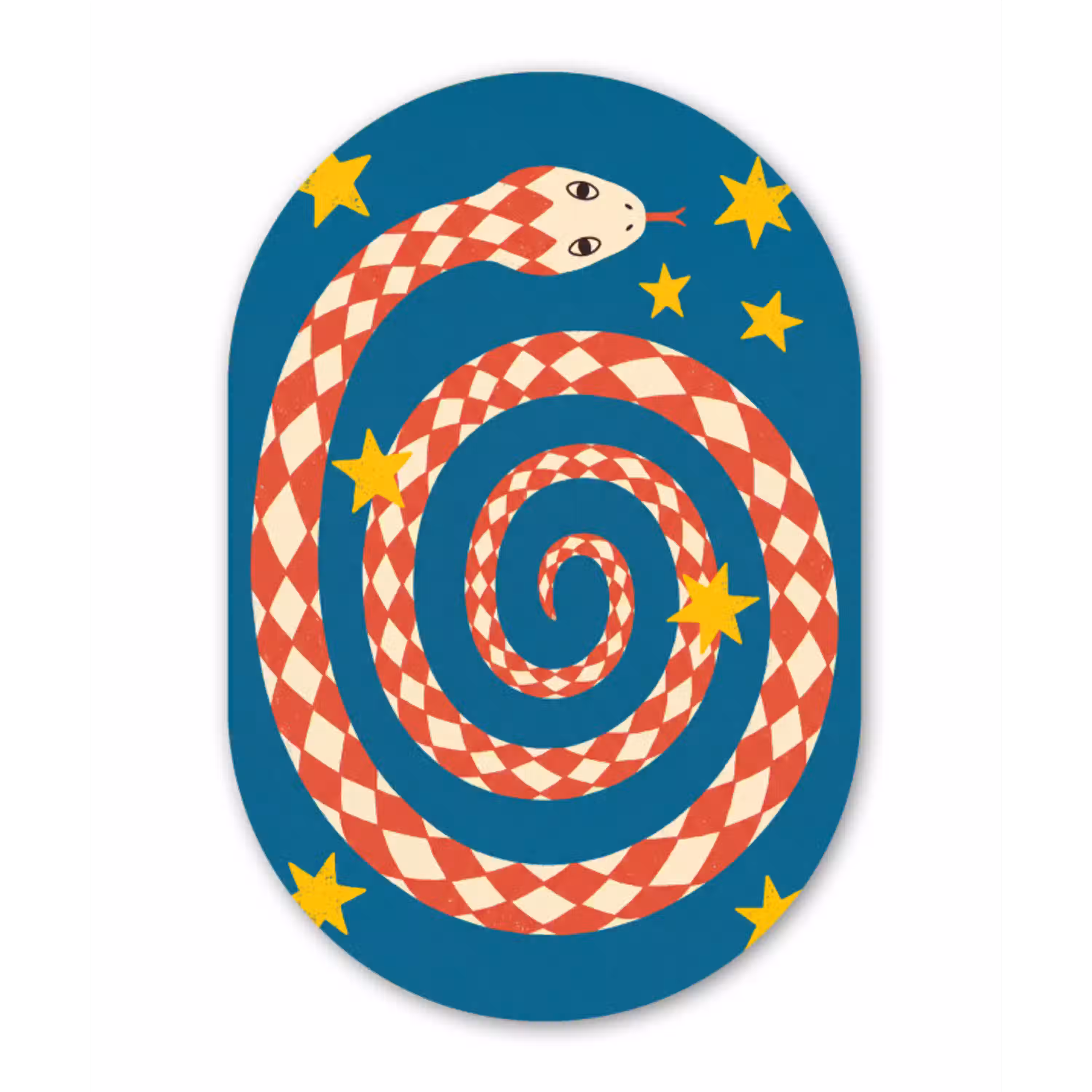 Slang - Spiraal - Dieren - Illustratie - Rood Wandcirkel Ovaal Glas middel -3d