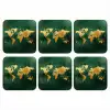 Wereldkaart - Groen - Goud onderzetter kurk middel -3d