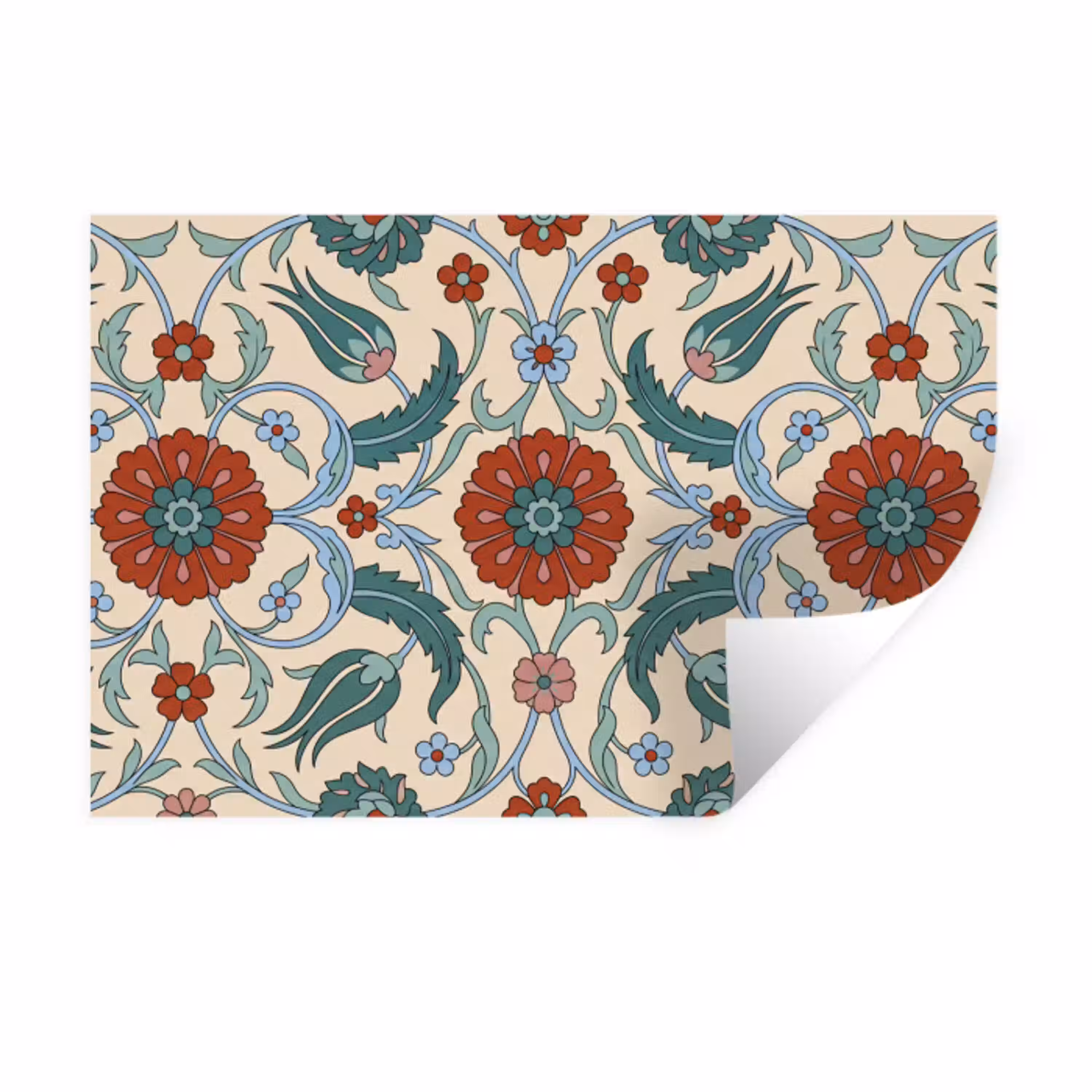 Bloemen - Patroon - Klassiek - Decoratie - Kleurrijk Muursticker klein -3d