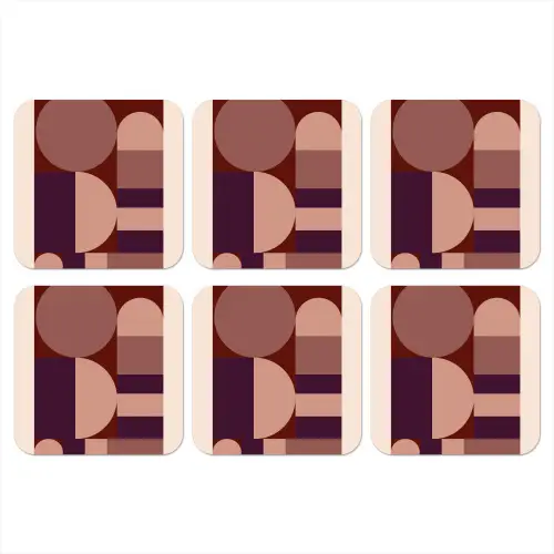Geometrisch - Cirkels - Rood onderzetter kurk middel -3d