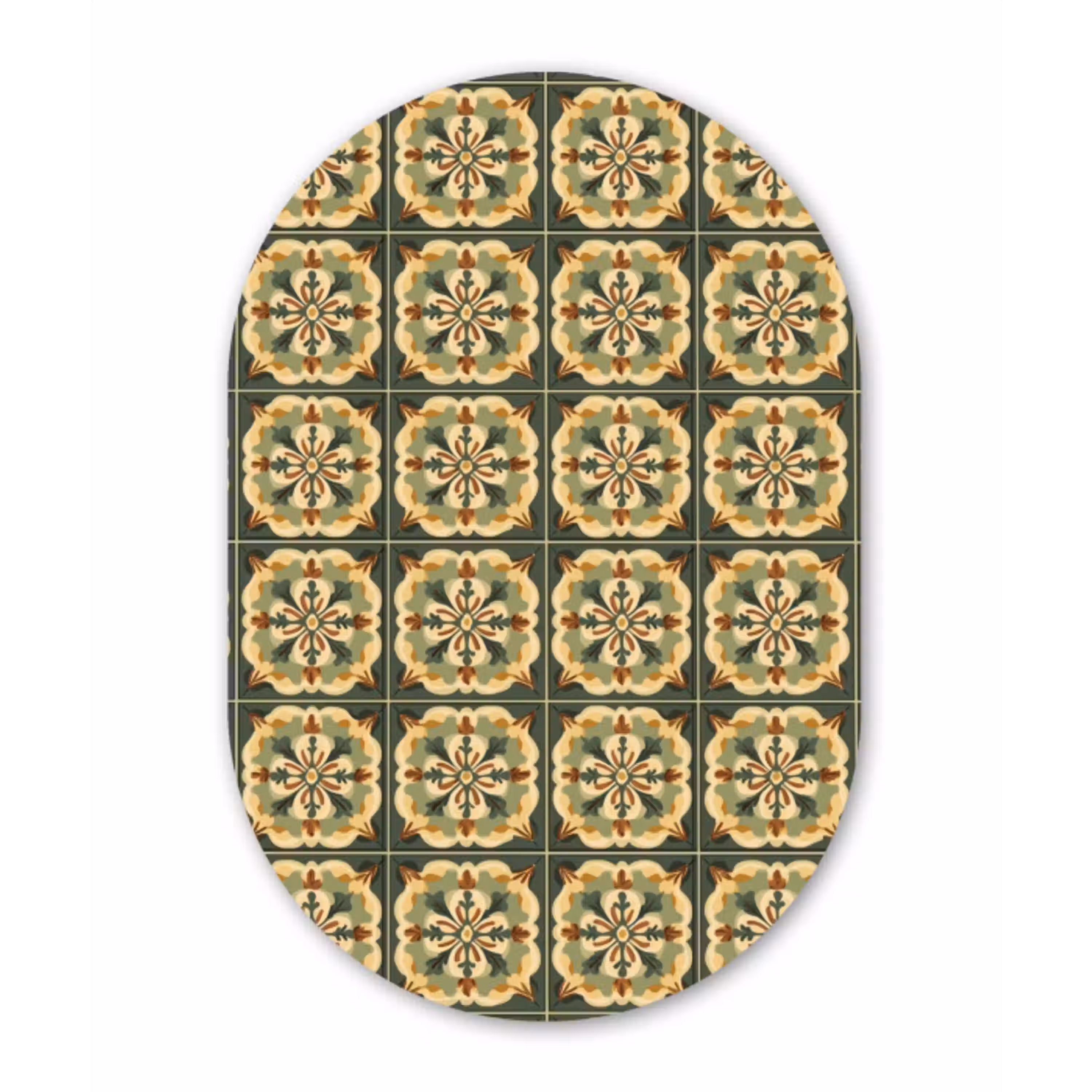 Ornament - Patroon - Groen Wandcirkel Ovaal Aluminium middel 839 -3d