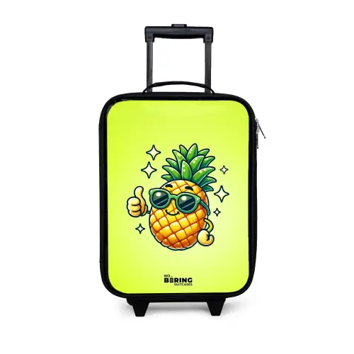 Blije ananas met groene achtergrond Kinderkoffer - Zwart klein -3d