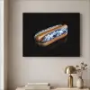 Hotdog - Porselein - Delfts blauw - Eten Textielframe zwart klein -sfeer2