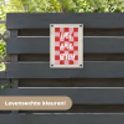 Hot - Spicy - Geruit - Rood tuinposter los doek klein -sfeer3