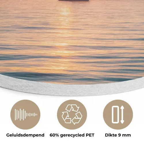 Zee - Zeilboot - Zonsondergang Akoestische PET Vilt - Rond klein -closeup_NL