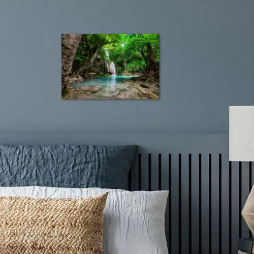 Jungle - Waterval - Planten - Water - Natuur poster papier klein -sfeer2