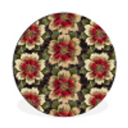 Bloemen - Klassiek - Patroon - Rood Wandcirkel aluminium klein 190 -3d