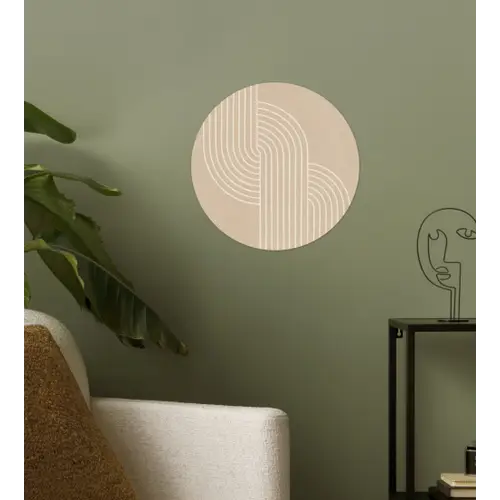 Parallelle lijnen - Lichte textuur - Beige Wandcirkel behangsticker klein -sfeer2