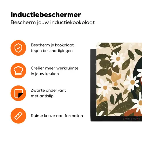 Illustratie - Vrouw - Madeliefjes - Wit Inductie beschermer vinyl 3mm klein -zzzzzzz-td-ups