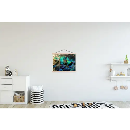 Veren - Pauwveren - Pauw textielposter latten blank klein -kinderkamer