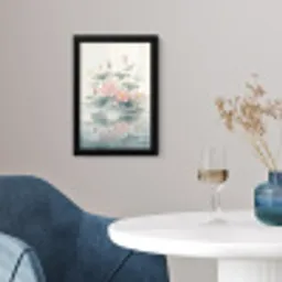 Aquarel - Lotusbloemen - Kleurrijk fotolijst zwart zonder passe partout klein -sfeer4