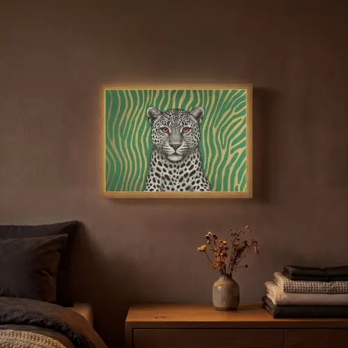 Panter - Zebrapatroon - Groen Light Box met batterij (Wandlamp) middel -sfeer4