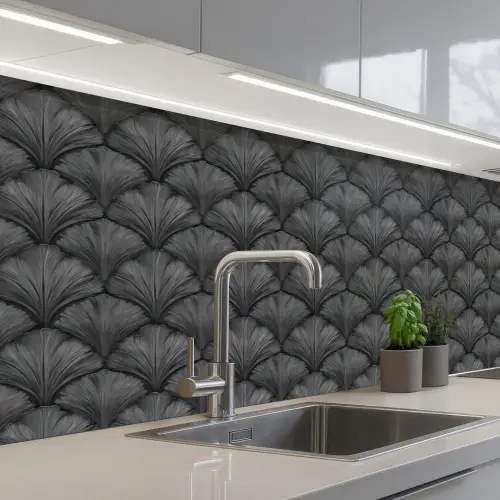 Waaier - Motief - Grijs keuken achterwand 2 middel 871 -3d_schuin