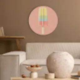 Waterijsje - Pasteltinten - Minimalistisch Akoestische PET Vilt - Rond klein -sfeer1