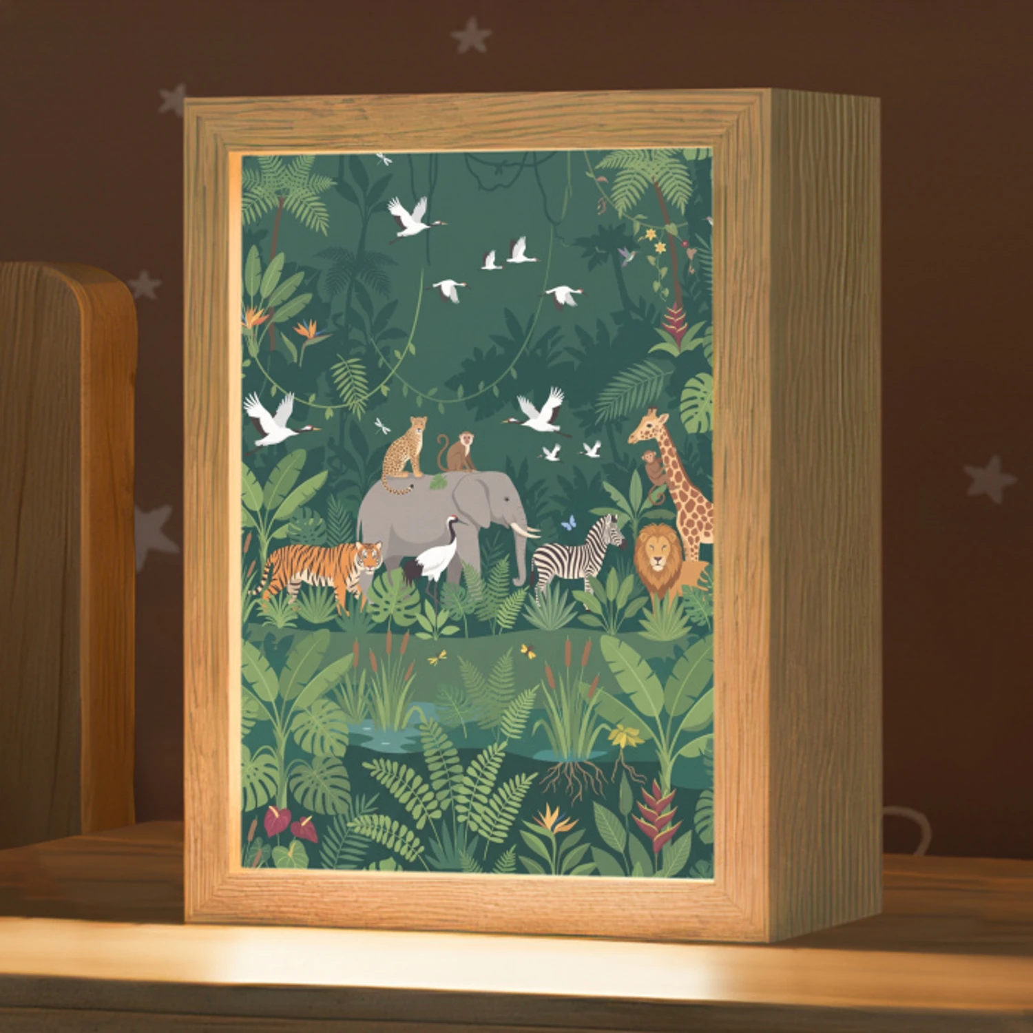Tropisch - Jungle -  Groen Light Box met kabel (Kinderlampje) klein -zzz_3d_website