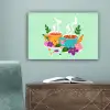 Thee - Illustratie - Kopjes - Bloemen canvas 2cm klein -sfeer4