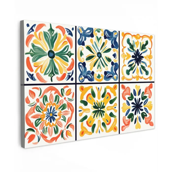 Spaans - Tegels - Keramiek - Bloemen canvas 2cm klein -z3d