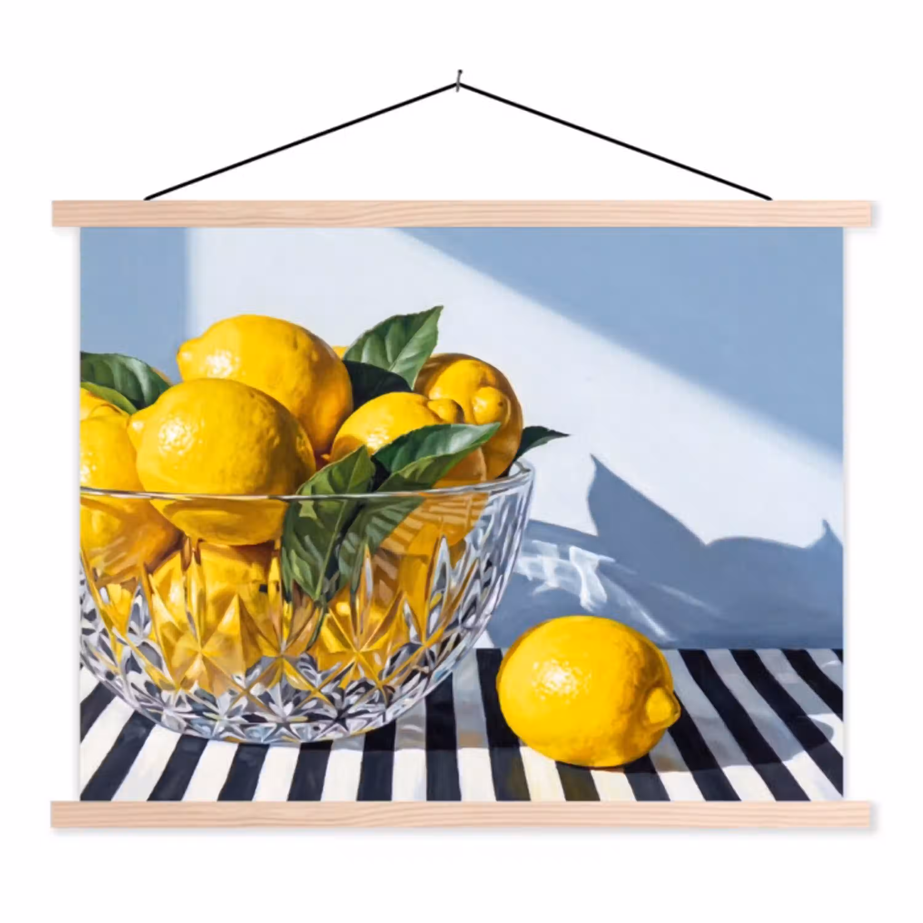 Citroenen - Fruit - Geel textielposter latten blank klein -3d