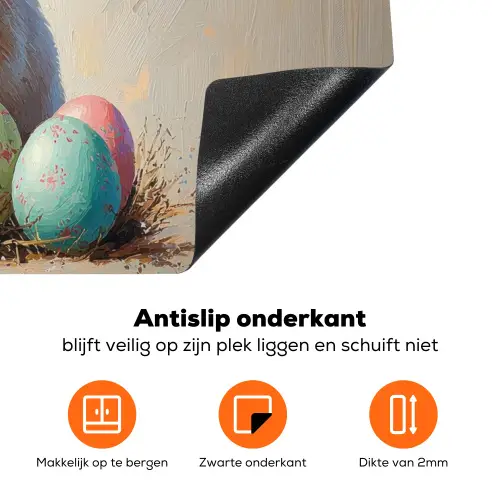 Paashaas - Pastel - Eieren Inductie beschermer vinyl 3mm klein -zzzzzzz-td-onderkant