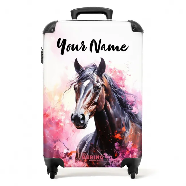Aquarel paard in kleurexplosie NBS - Handbagage koffer - Kinderen Unisex middel -productfoto_recht