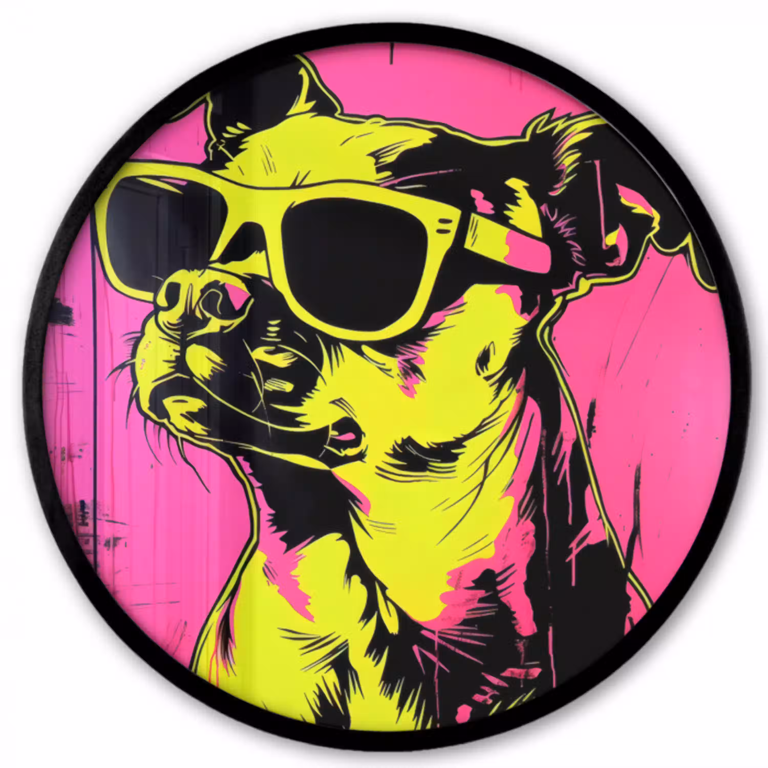 Hond - Zonnebril - Roze - Art Fotolijst rond zonder passe partout klein -3d