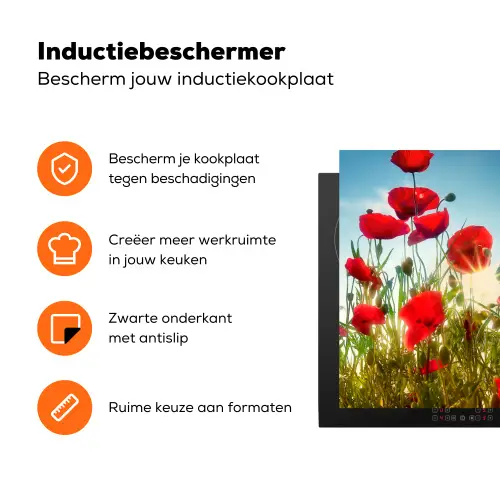 Klaprozen - Toscane - Zon - Rood - Blauw Inductie beschermer vinyl 3mm klein -zzzzzzz-td-ups