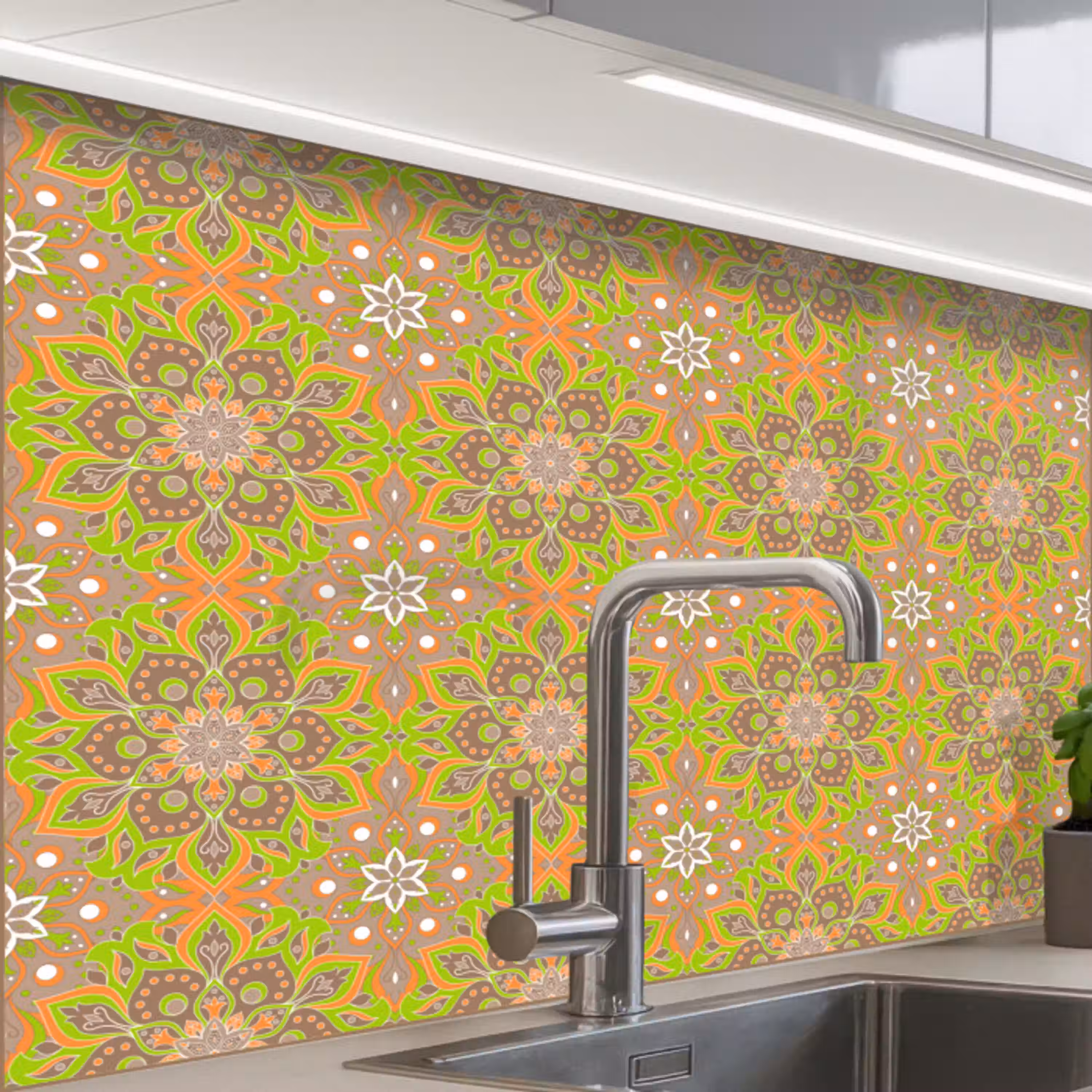 Bohemian - Mandala - Patronen keuken achterwand 2 middel 865 -zzzz3d_schuin