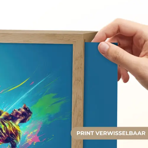 Voetballer - Verfspatten - Kleurrijk - Bal Light Box met batterij (Wandlamp kind) middel -USP_websiteprintNL