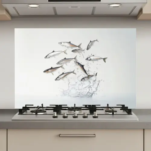 Vissen - Water - Wit keuken achterwand spatscherm klein -3d_website