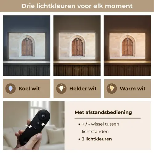 Houten - Deur - Lantaarn Light Box met batterij (Wandlamp) middel -USP_lichtkleurNL