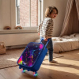 Neon actievolle voetbalspeler Kinderkoffer - Blauw klein -sfeer1