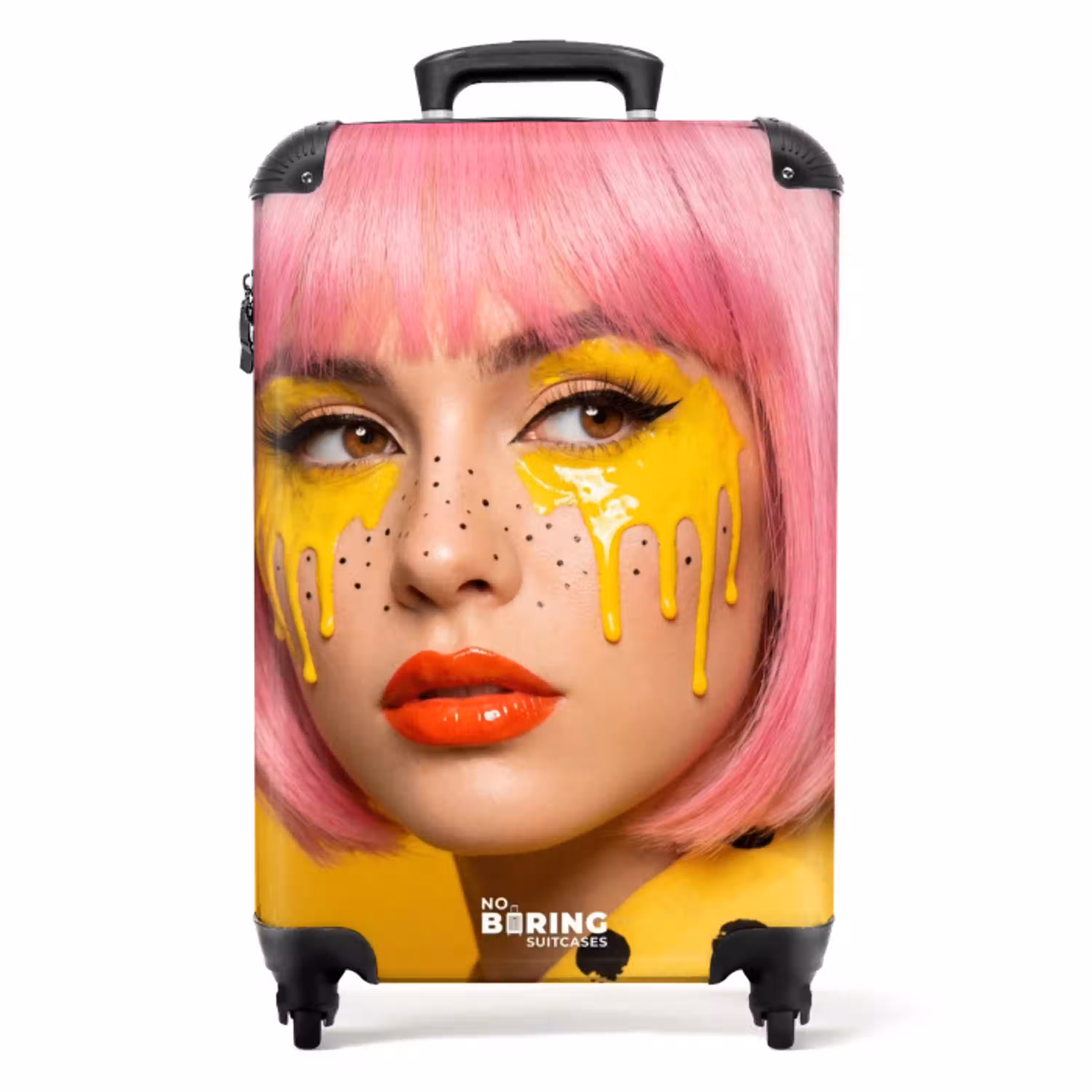Vrouw - Portret - Abstract - Kleurrijk - Geel NBS - Handbagage koffer - Volwassenen Unisex middel -productfoto_recht