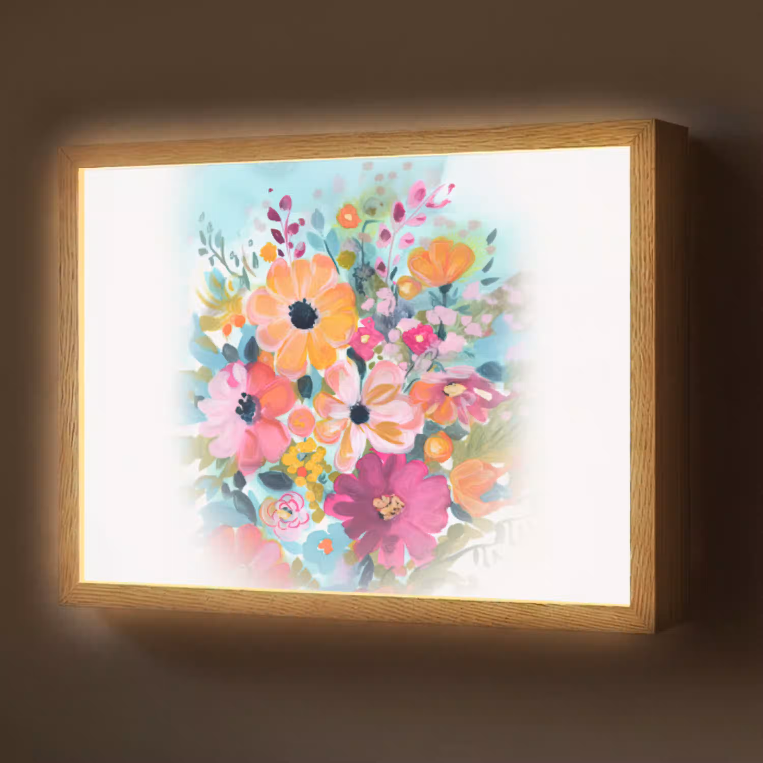 Bloemen - Kleuren - Boeket - Natuur Light Box met batterij (Wandlamp) middel -z3d_website