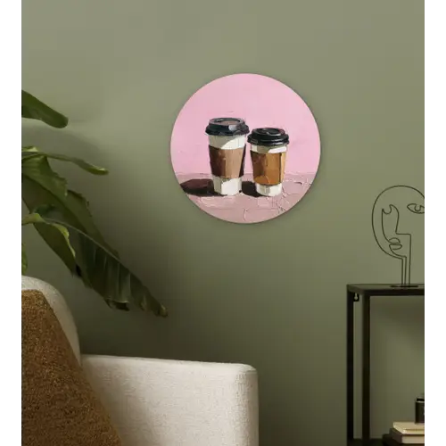 Koffiebekers - Deksel - Verf - Textuur Wandcirkel plexiglas klein -sfeer3