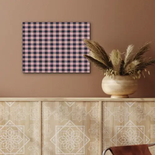 Plaid - Patroon - Roze - Zwart PET vilt klein 837 -sfeer4